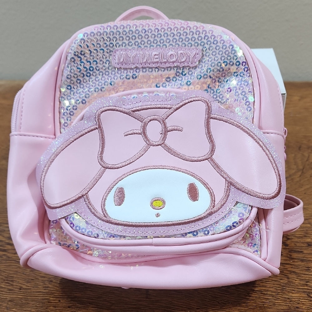Sanrio My Melody Pink Mini Back Pack Pink Sequins Faux Leather NWOT